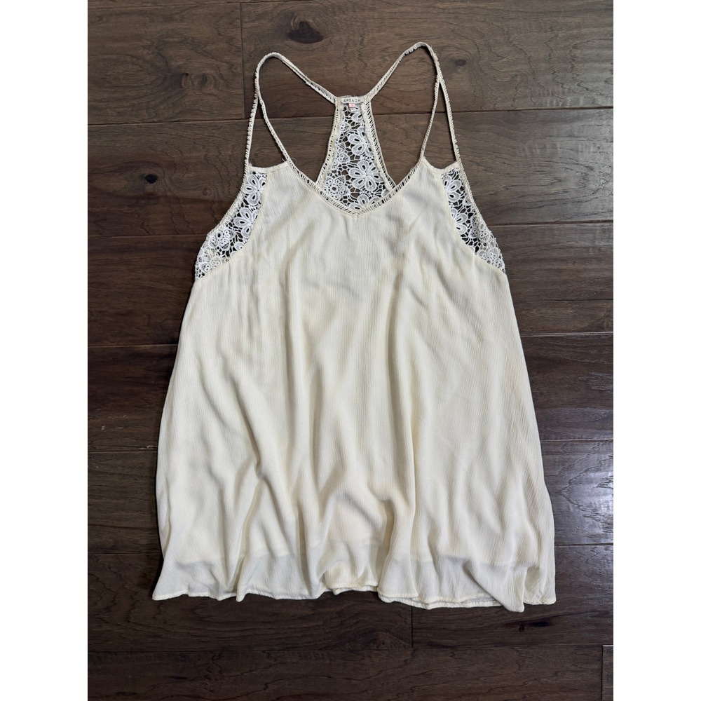 Apeach Ivory Floral Lace Racerback Dress Cream Rayon Cami Large